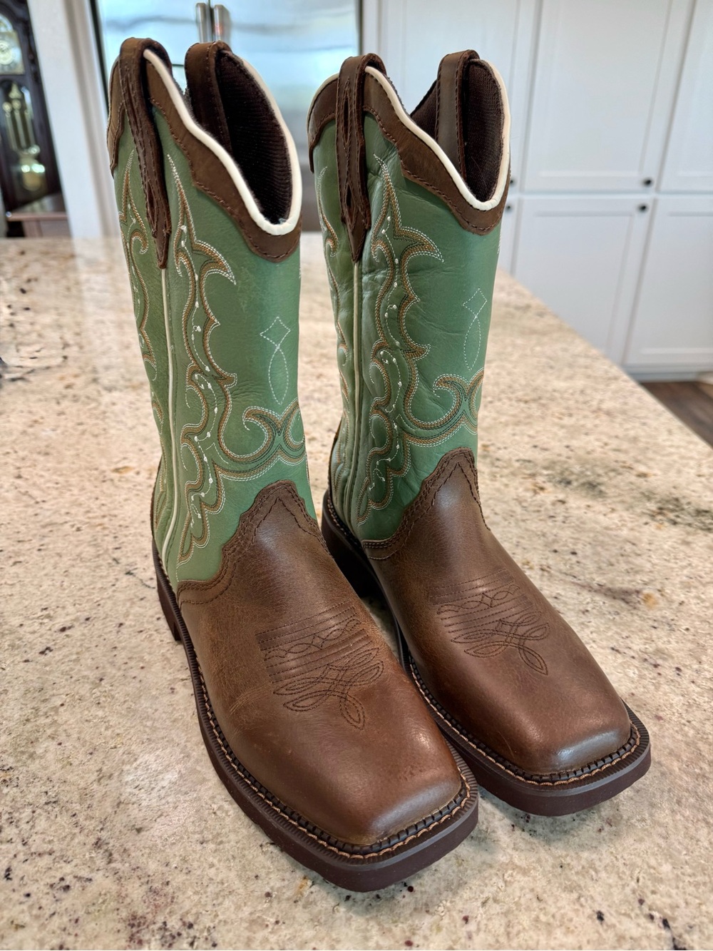 Justin Ladies Gypsy "Raya" Turquoise Water Buffalo Cowboy Boots (NWT) - Picture 3 of 16